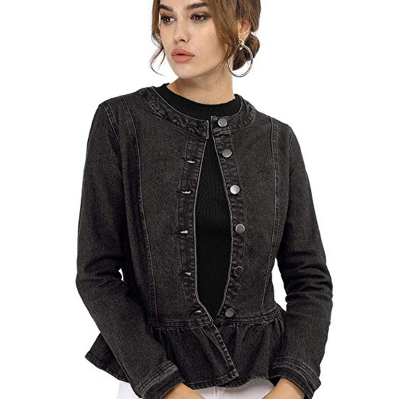Allegra K Jackets & Blazers - NIB ALLEGRA K BLACK DENIM PEPLUM JACKET SIZE M